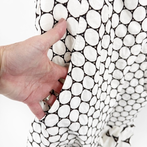 ✅ DVF Embroidered Sleeveless Linen Polka Dot Geometric CREAM/Brown Dress SIZE 6 - Picture 9 of 10